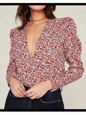 AFRM Nora Bodysuit in Red Ditsy - Small